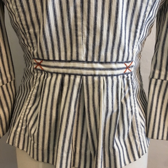 CAbi Cotton Navy Natural stripe jacket HTF - Picture 5 of 5